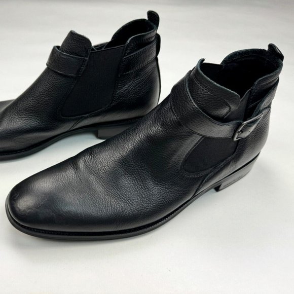 Kenneth Cole Rhett Leather Chelsea Boots Mens 11 Elastic ShaftStrap Black 112552 - Picture 8 of 12